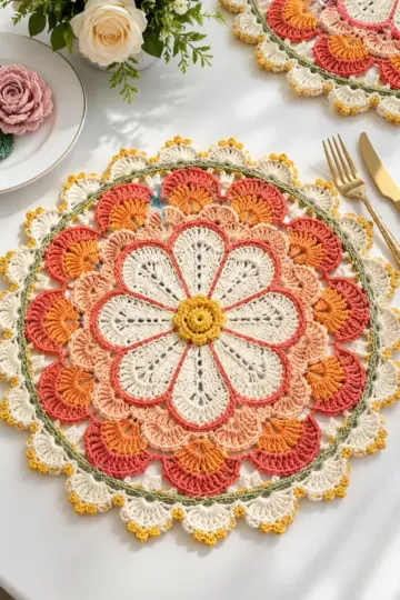 Coral Citrus Lace Placemat Crochet Pattern