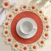 Coral Daisy Placemat and Napkin Ring Crochet Pattern