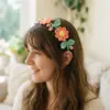 Coral Peach Daisy Crochet Crown Free Crochet Pattern