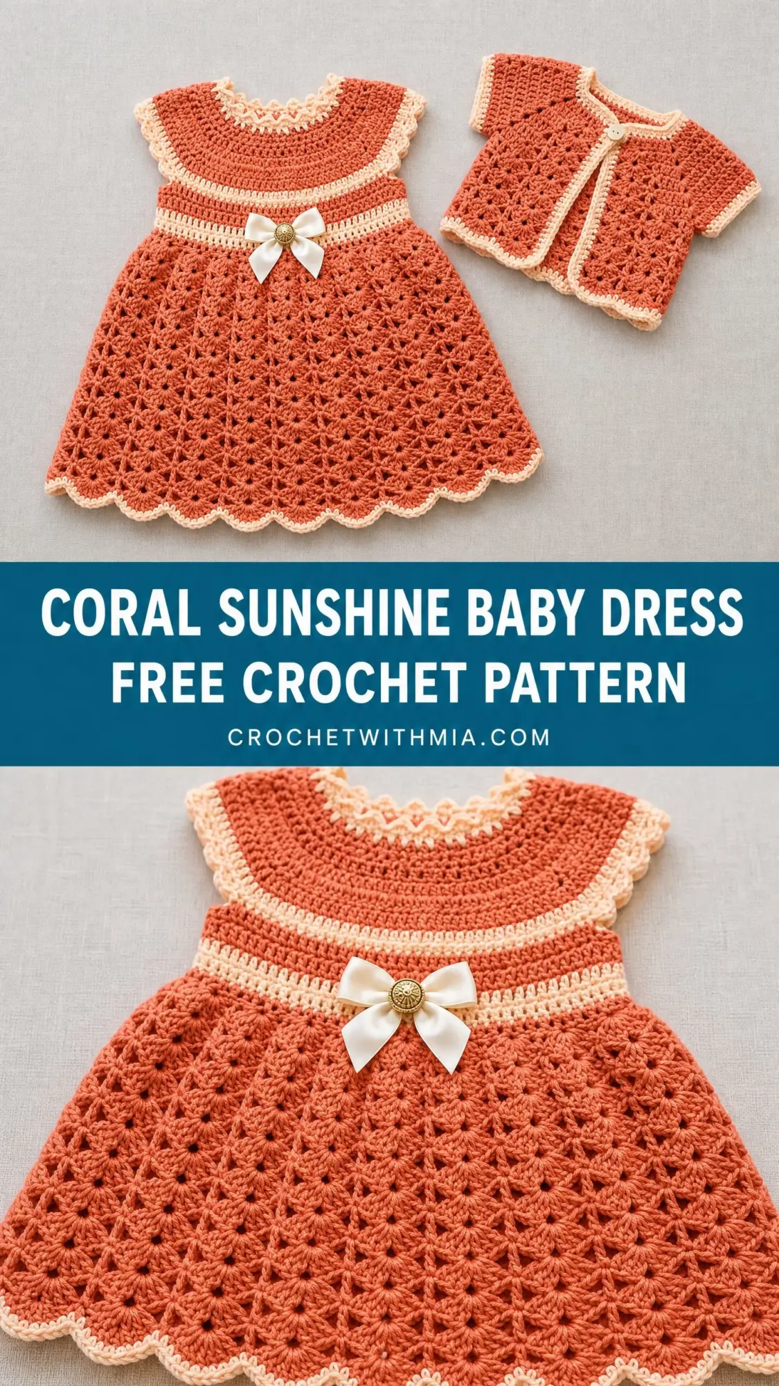 Coral Sunshine Baby Dress Free Crochet Pattern