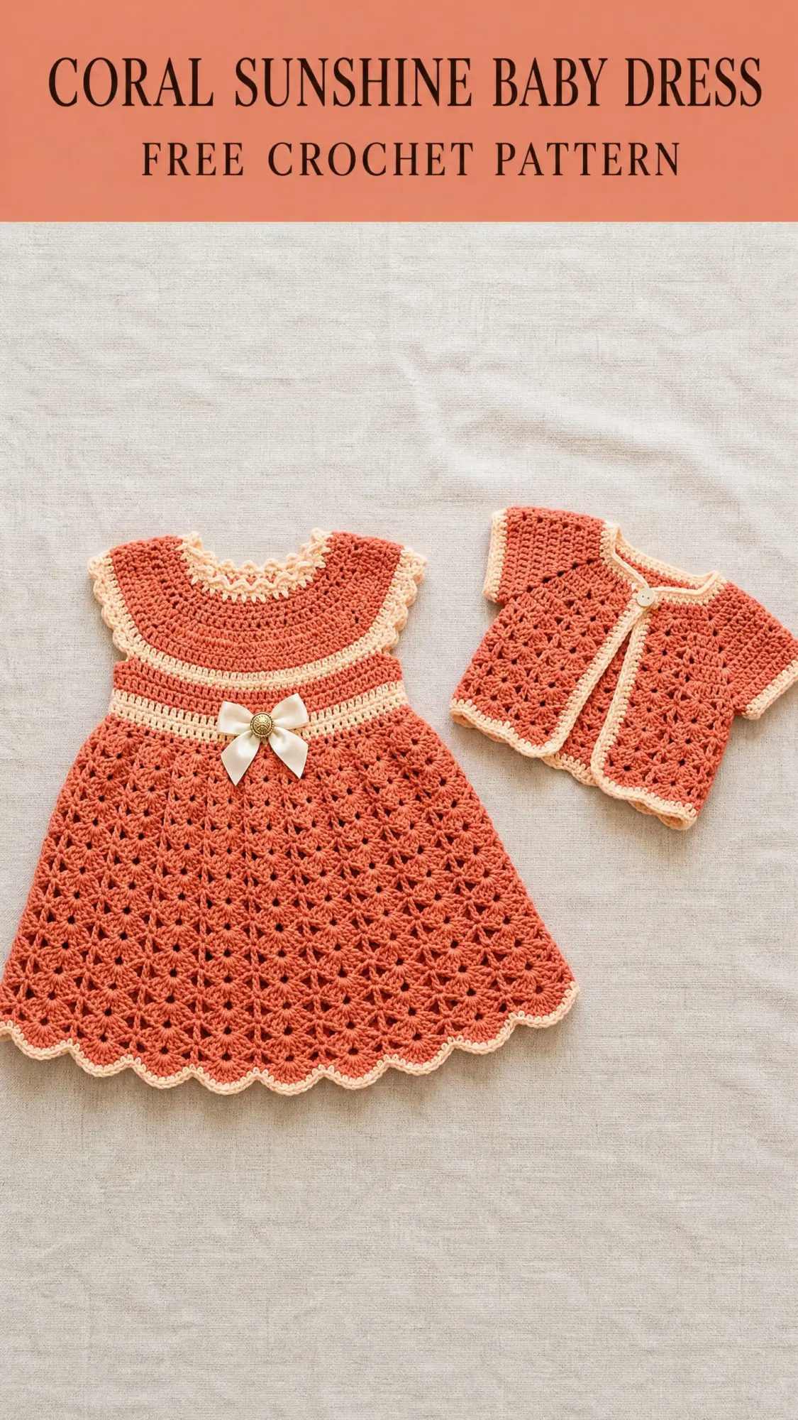 Coral Sunshine Baby Dress Free Crochet Pattern