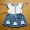 Dusty Blue Sailboat Baby Dress Free Crochet Pattern