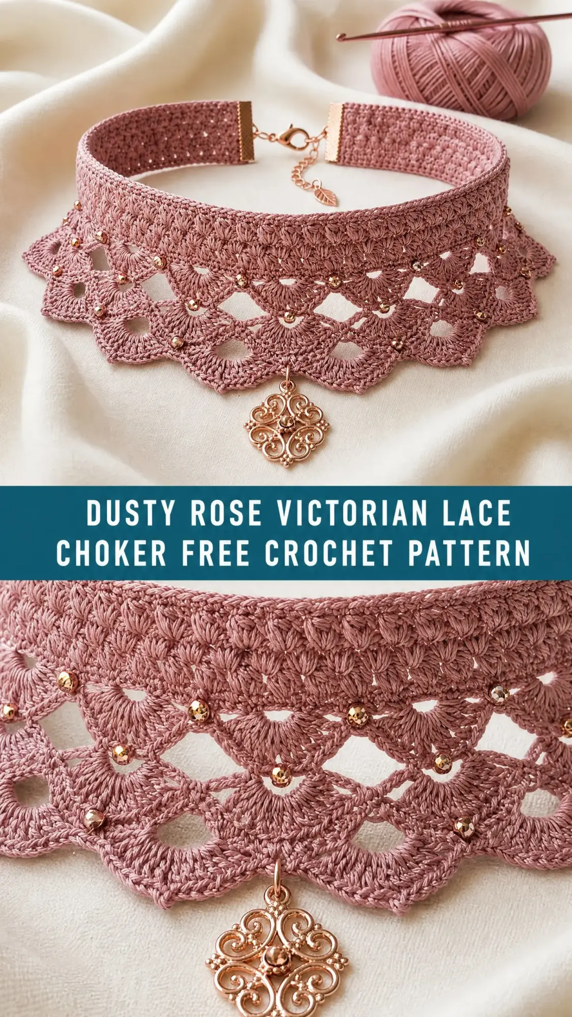Dusty Rose Victorian Lace Choker Free Crochet Pattern