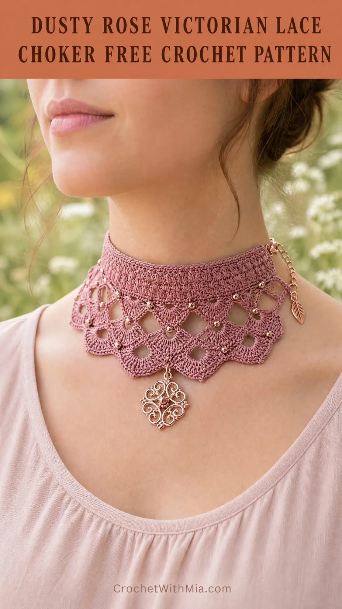 Dusty Rose Victorian Lace Choker Free Crochet Pattern