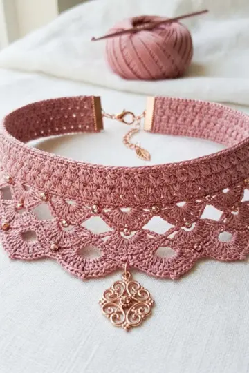 Dusty Rose Victorian Lace Choker Free Crochet Pattern