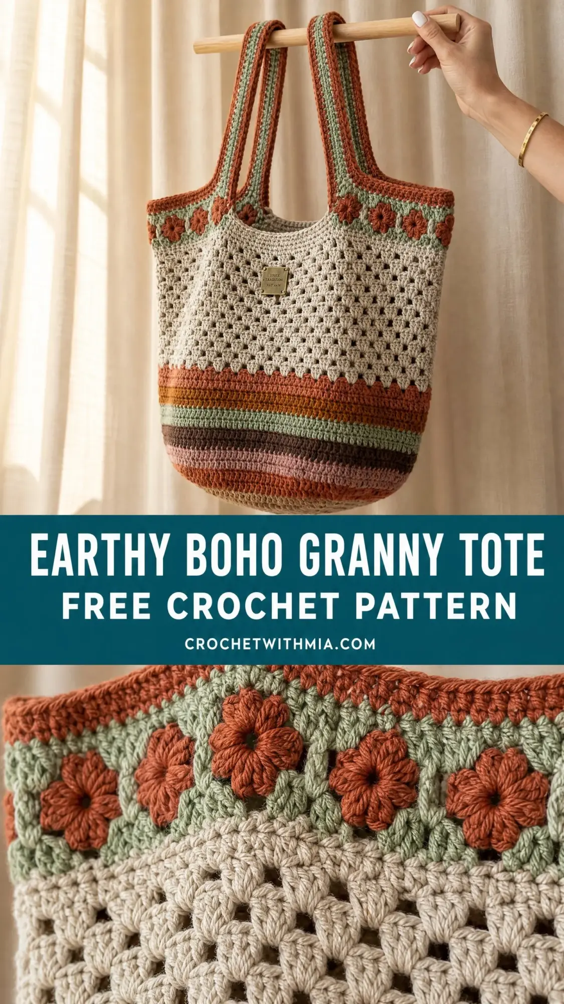Earthy Boho Granny Tote Free Crochet Pattern