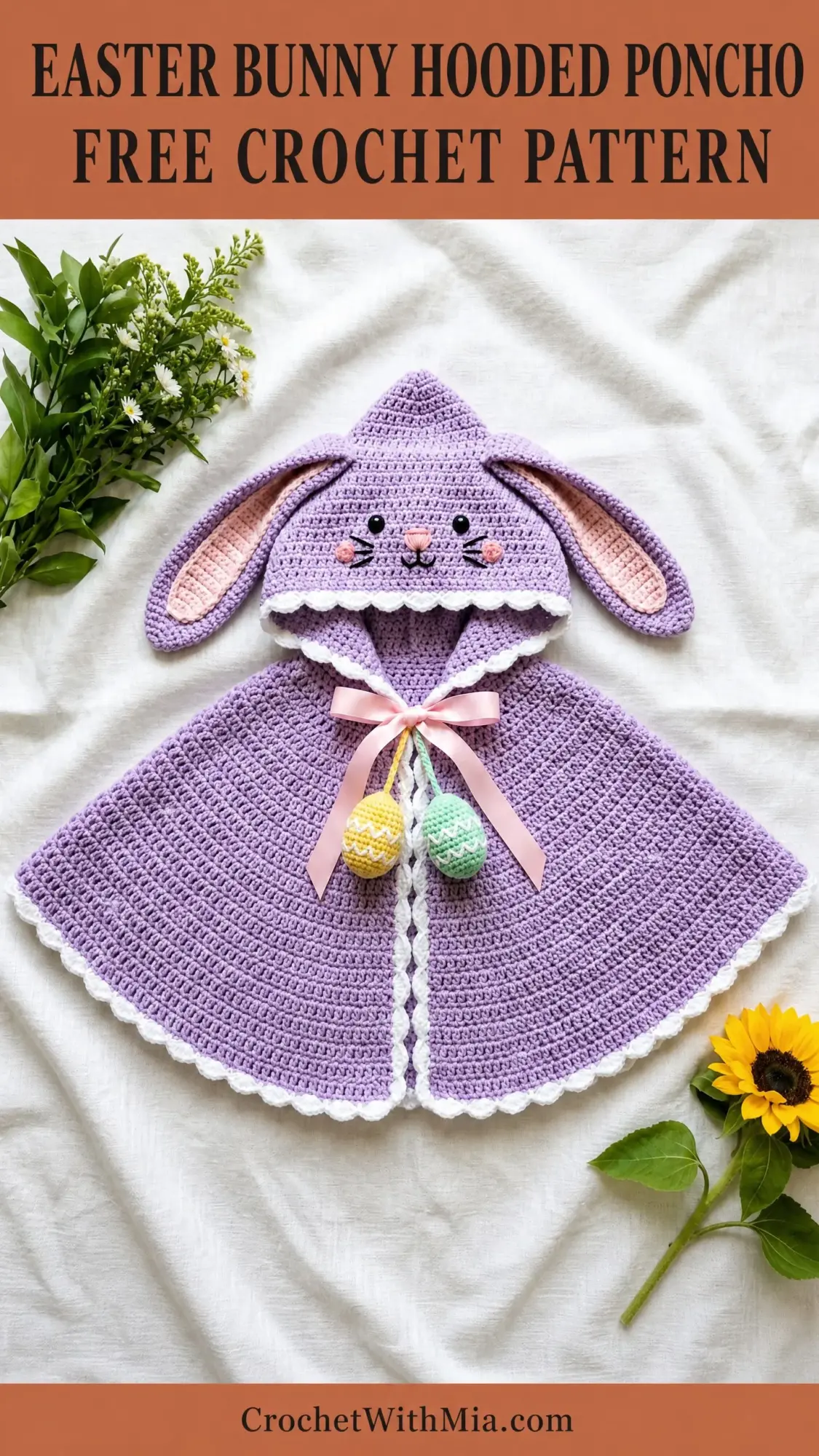 Easter Bunny Hooded Poncho Free Crochet Pattern