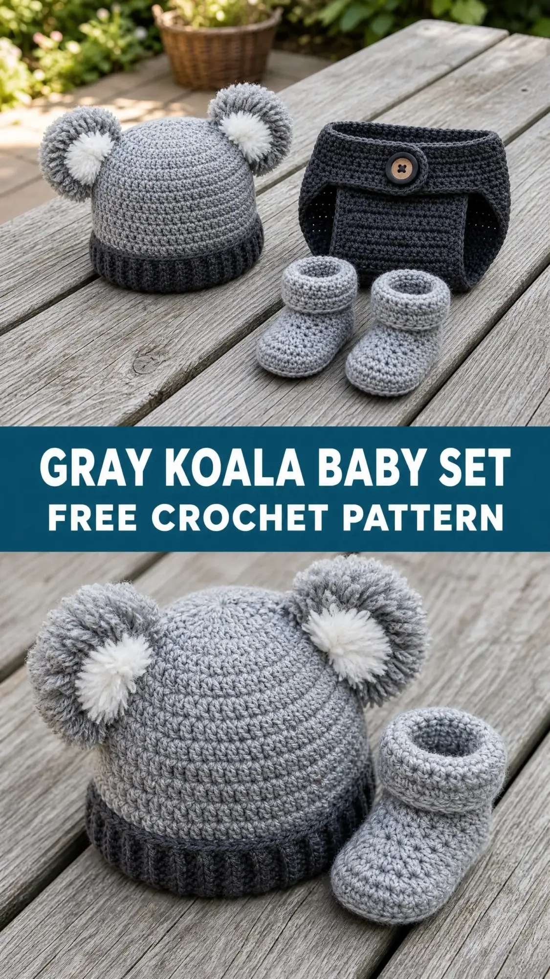 Gray Koala Baby Set Free Crochet Pattern