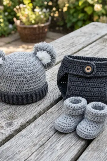 Gray Koala Baby Set Free Crochet Pattern
