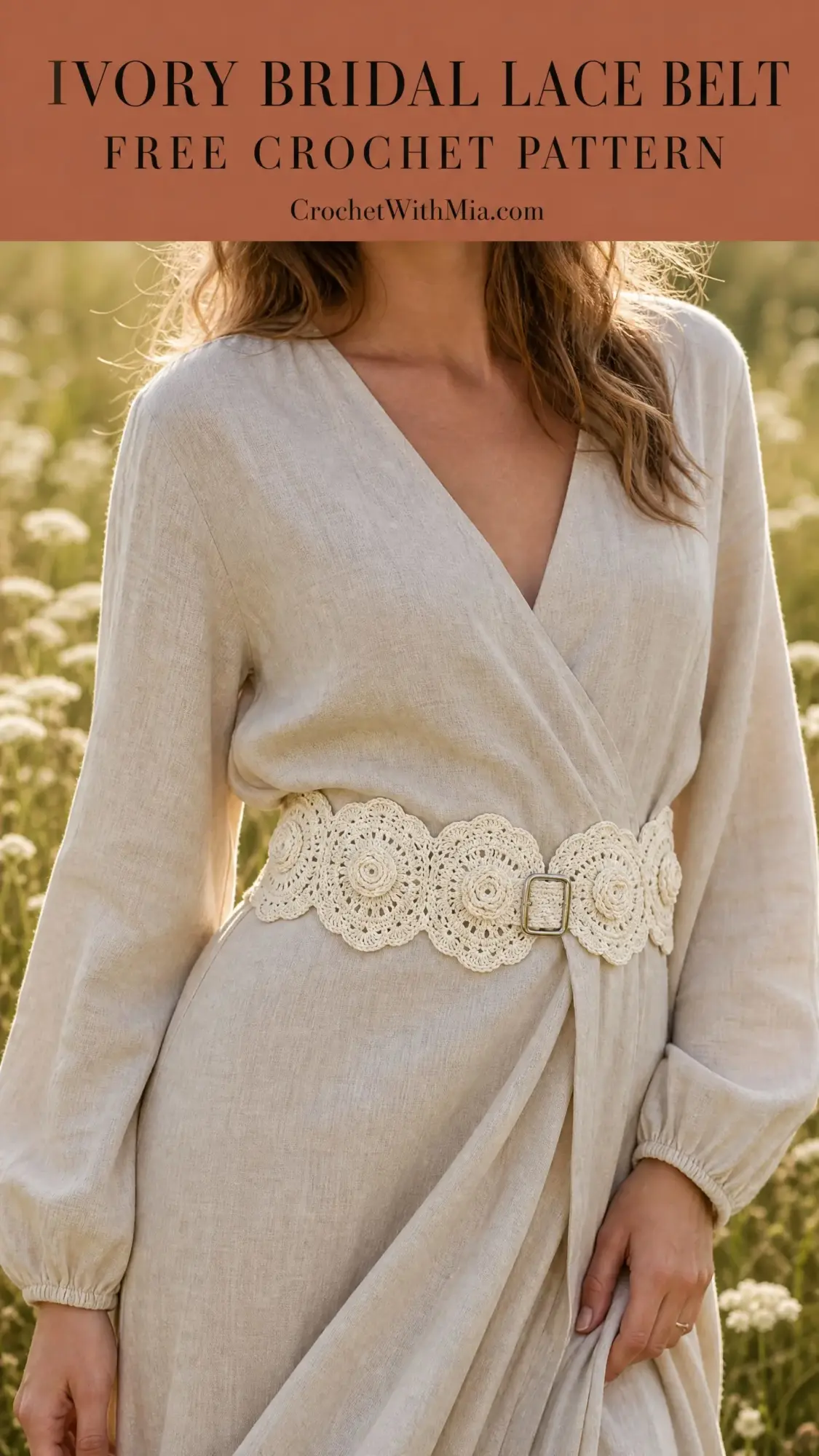 Ivory Bridal Lace Belt Free Crochet Pattern
