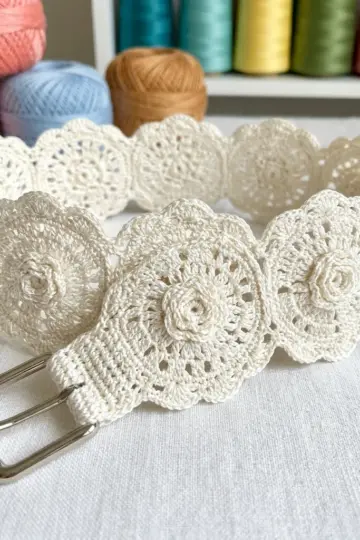 Ivory Bridal Lace Belt Free Crochet Pattern