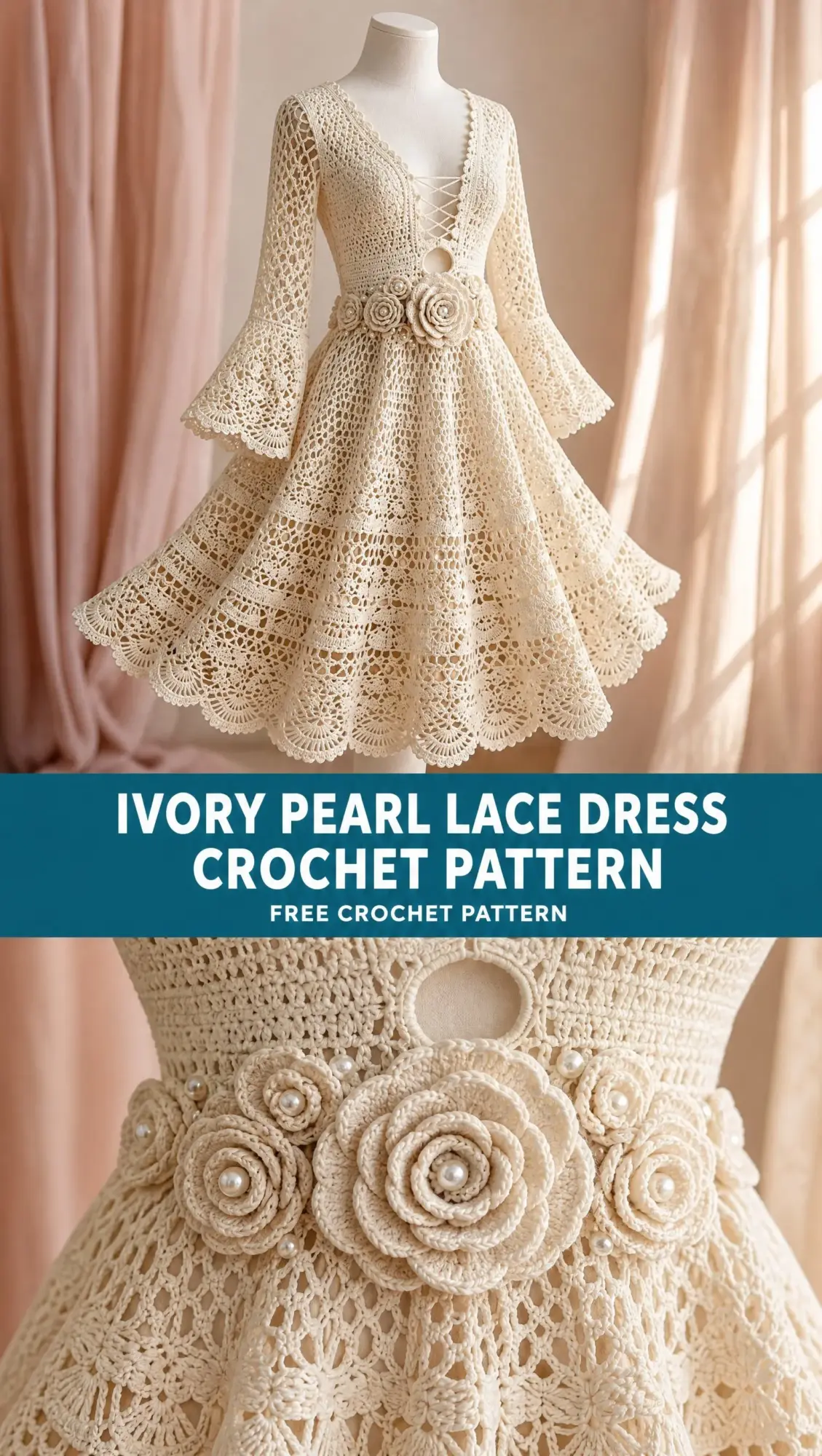 Ivory Pearl Lace Dress Crochet Pattern