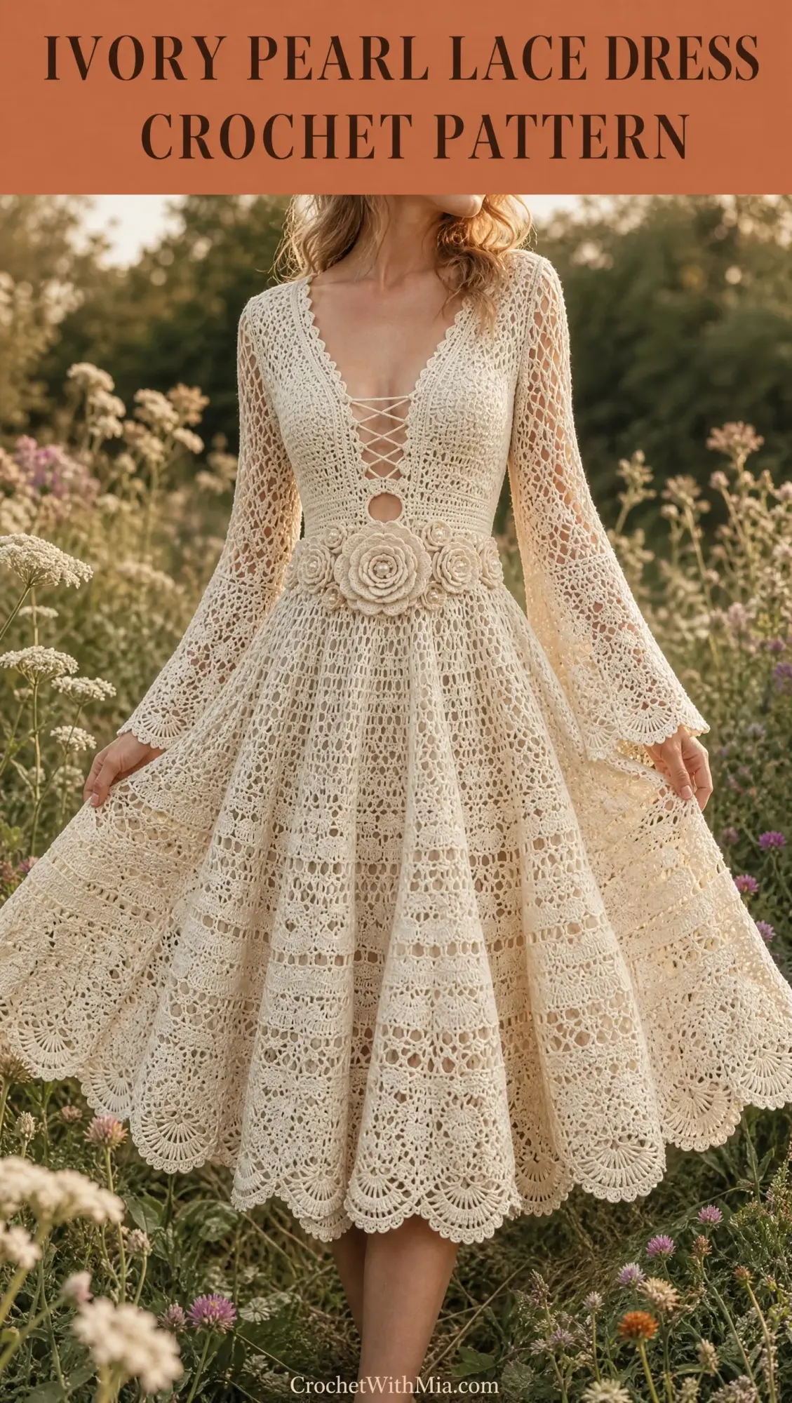 Ivory Pearl Lace Dress Crochet Pattern