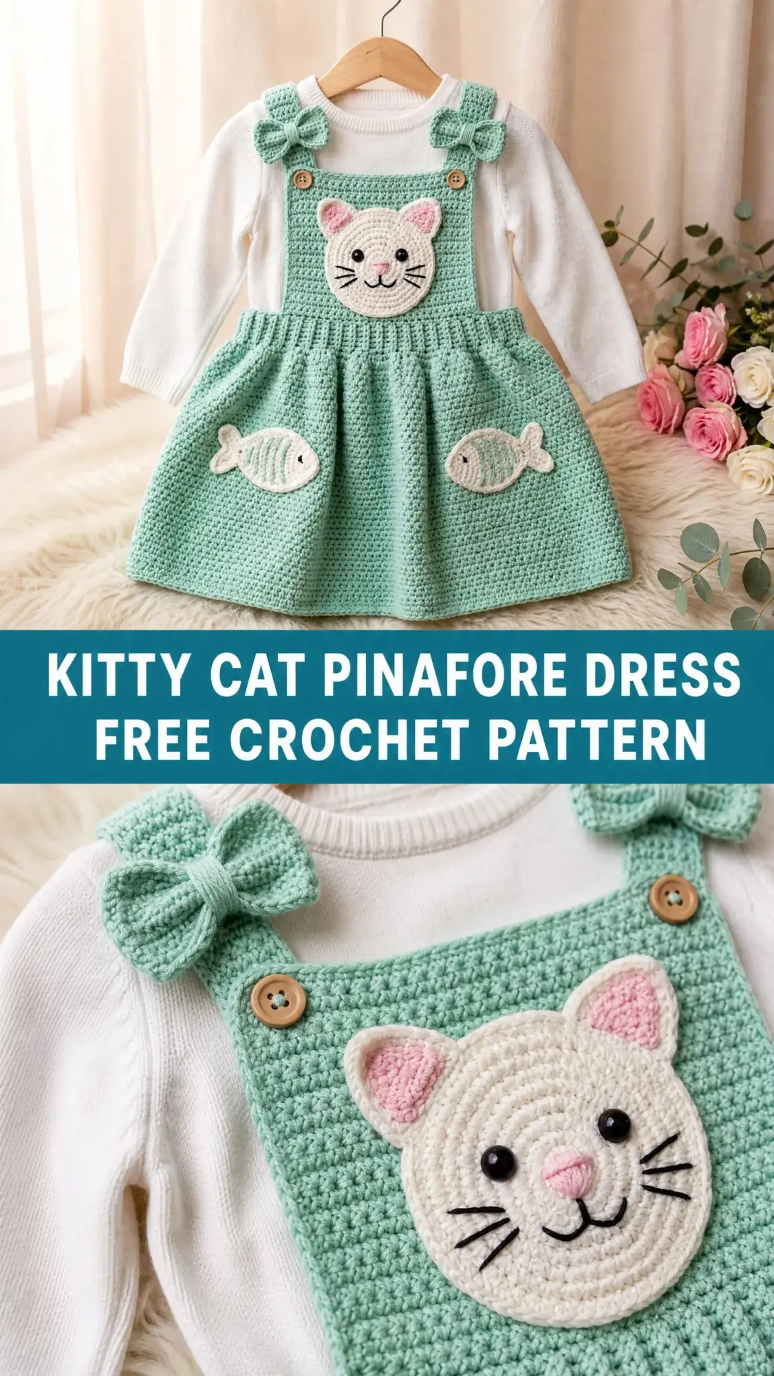 Kitty Cat Pinafore Dress Free Crochet Pattern