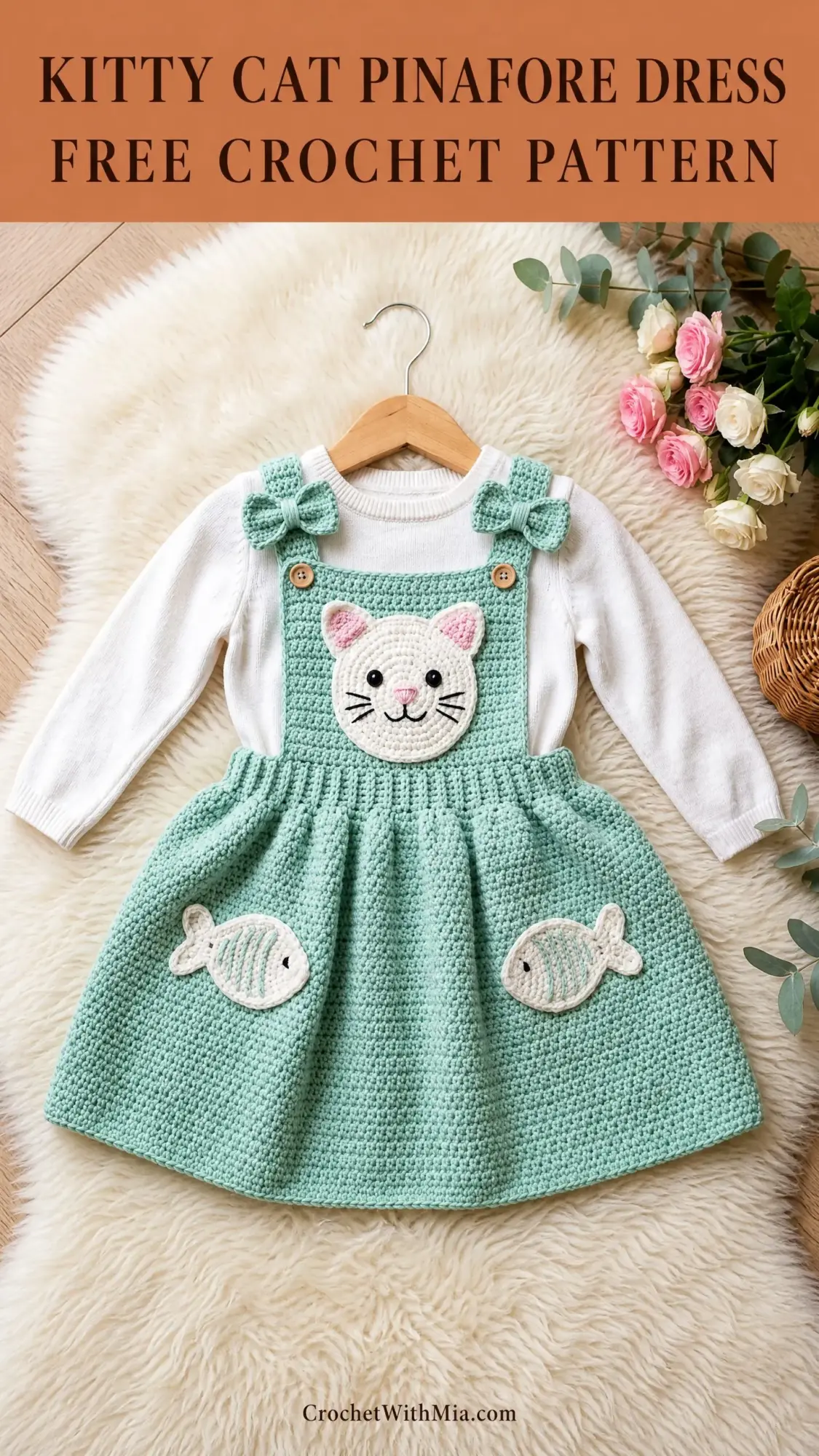 Kitty Cat Pinafore Dress Free Crochet Pattern