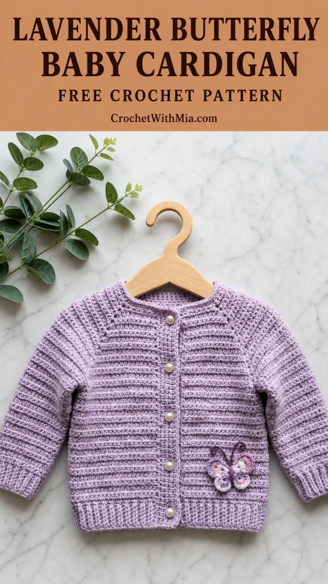 Lavender Butterfly Baby Cardigan Free Crochet Pattern