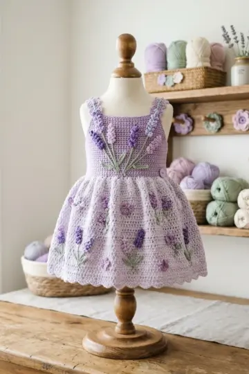 Lavender Fields Baby Dress Free Crochet Pattern