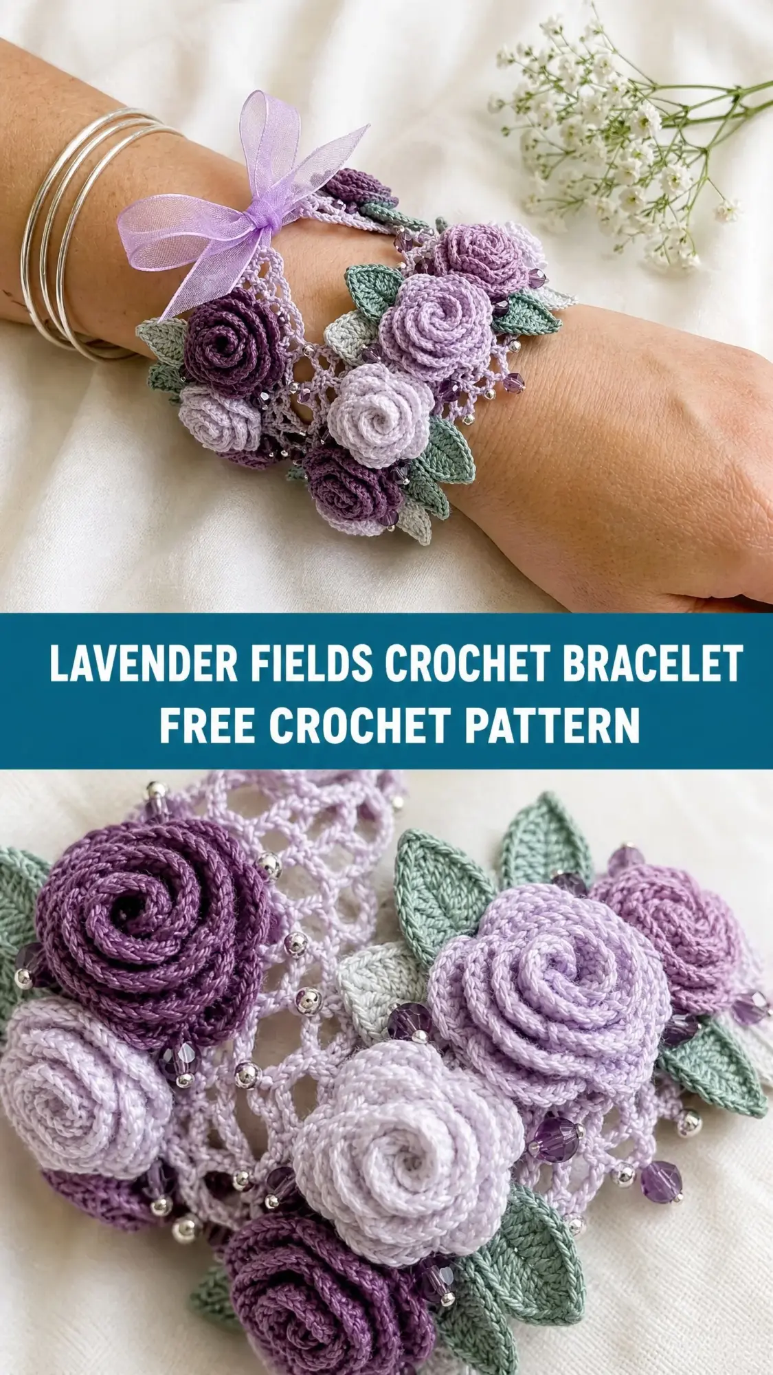 Lavender Fields Crochet Bracelet Free Crochet Pattern