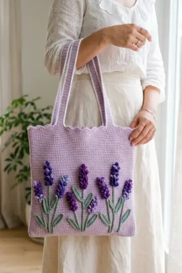 Lavender Fields Crochet Tote Free Pattern