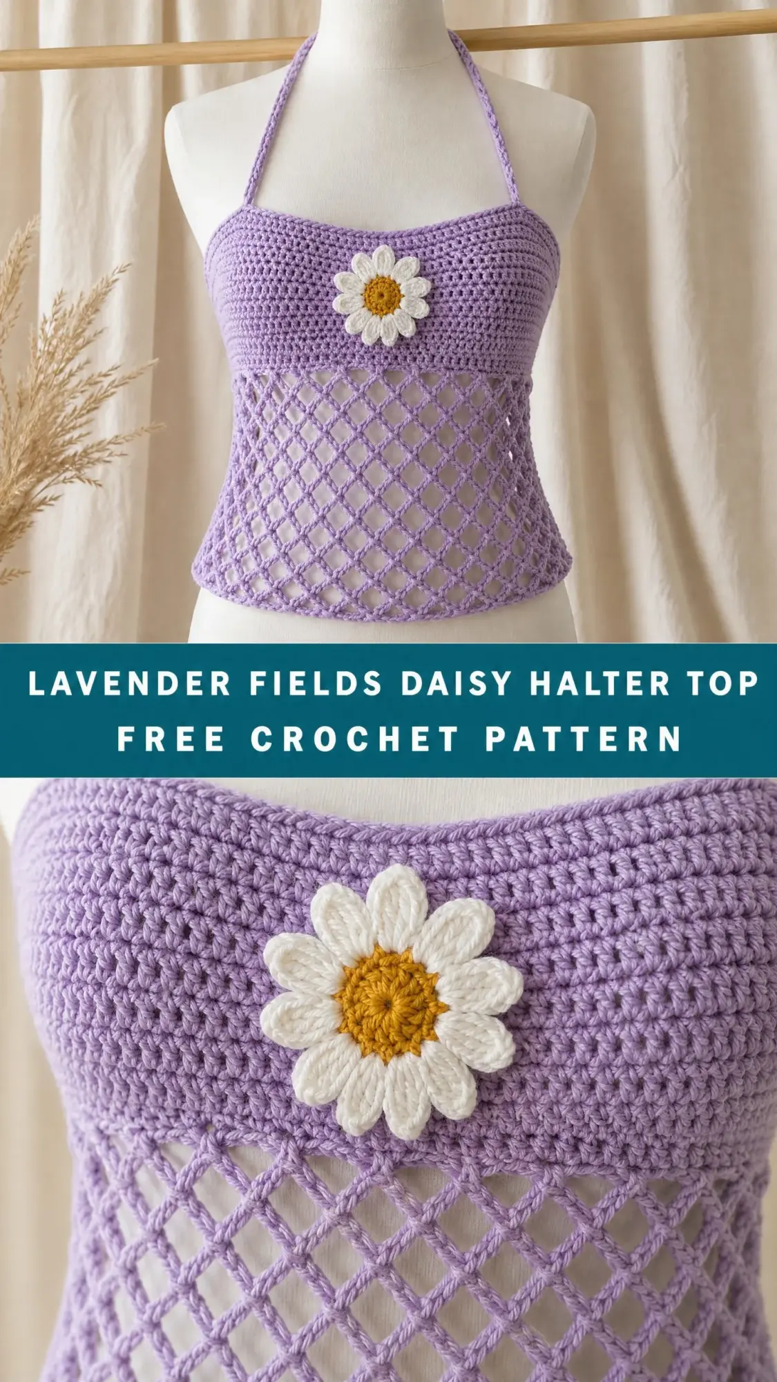 Lavender Fields Daisy Halter Top Free Crochet Pattern