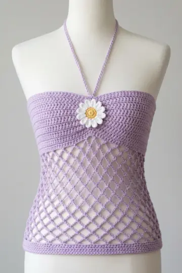 Lavender Fields Daisy Halter Top Free Crochet Pattern