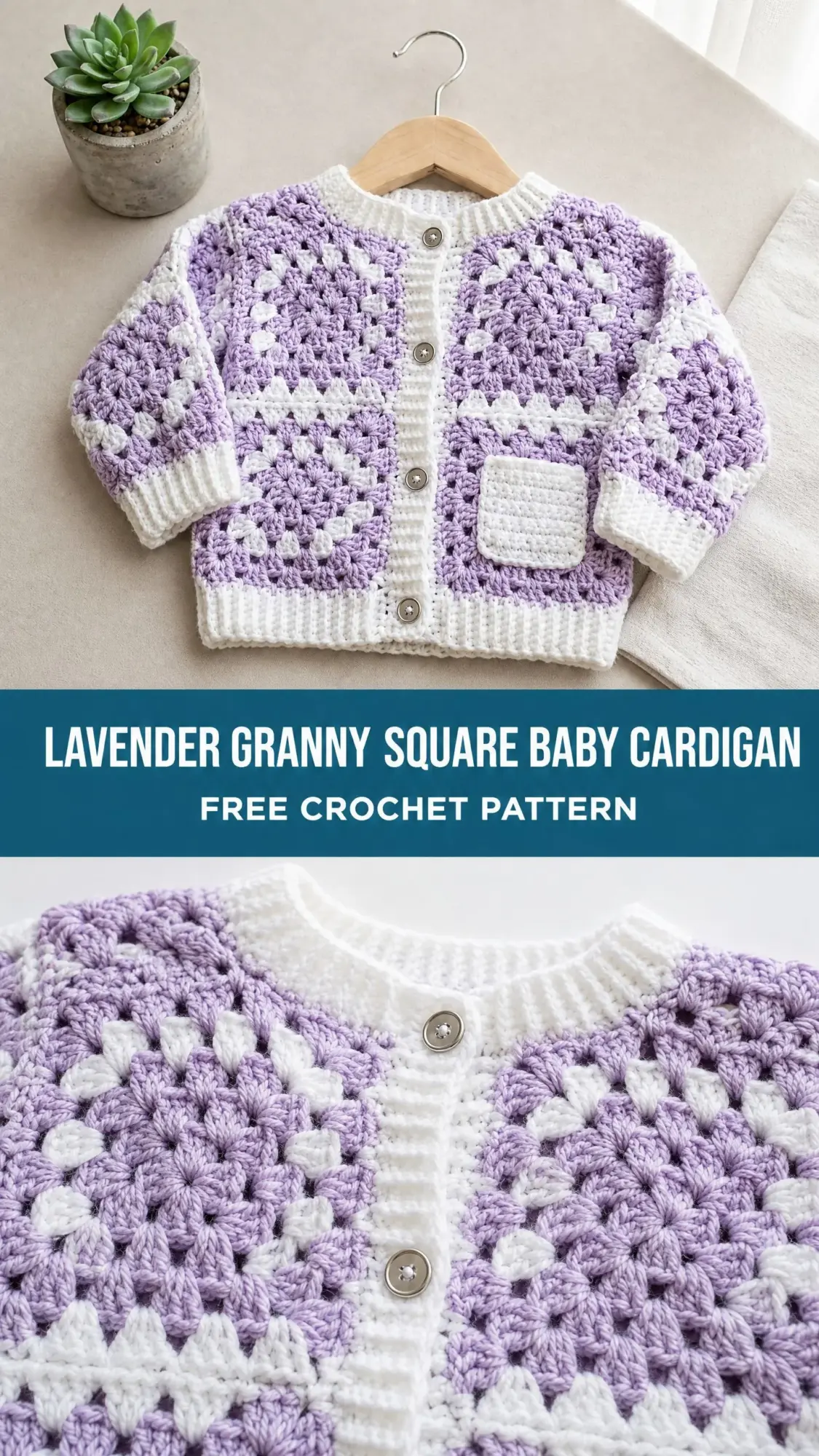 Lavender Granny Square Baby Cardigan Free Crochet Pattern
