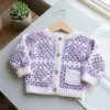 Lavender Granny Square Baby Cardigan Free Crochet Pattern