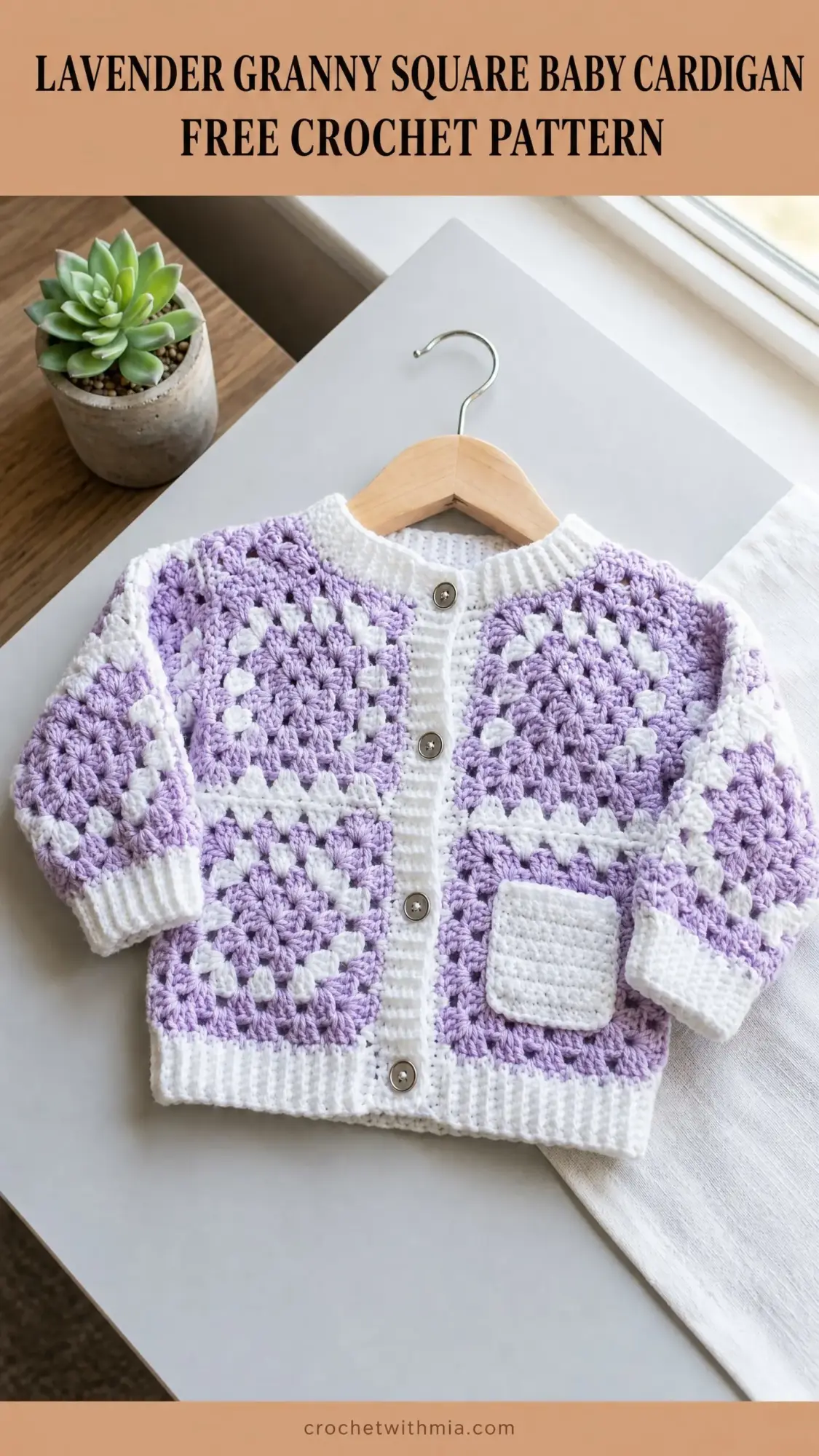 Lavender Granny Square Baby Cardigan Free Crochet Pattern