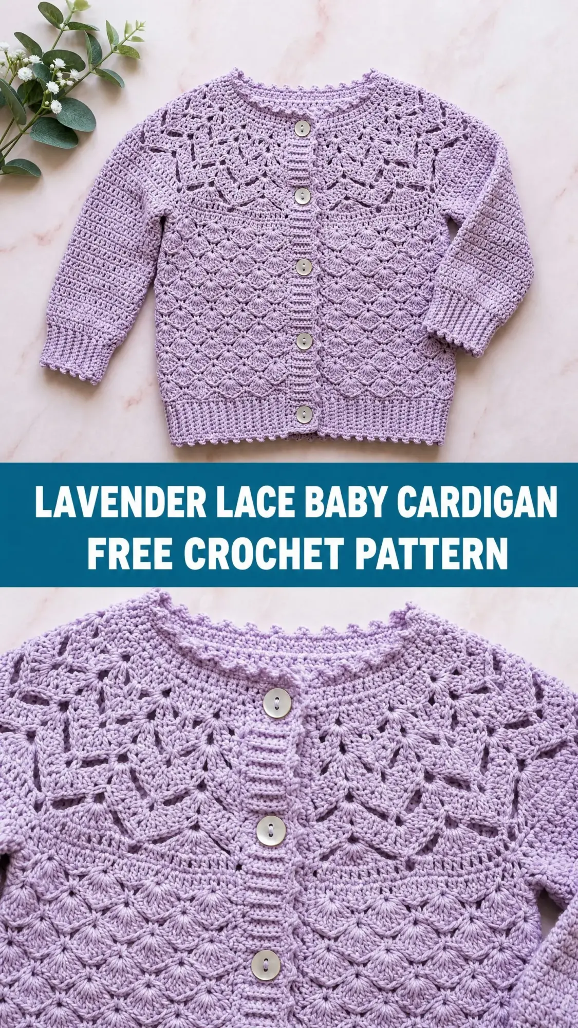 Lavender Lace Baby Cardigan Free Crochet Pattern