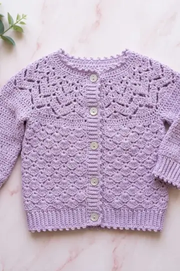 Lavender Lace Baby Cardigan Free Crochet Pattern