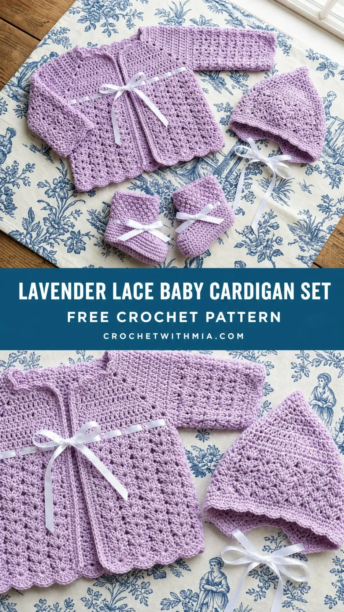 Lavender Lace Baby Cardigan Set Free Crochet Pattern