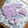 Lavender Lace Baby Cardigan Set Free Crochet Pattern