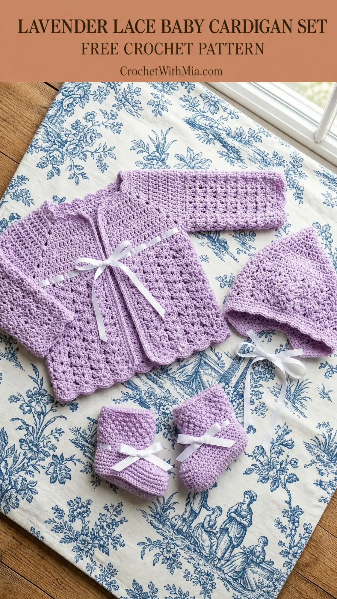 Lavender Lace Baby Cardigan Set Free Crochet Pattern