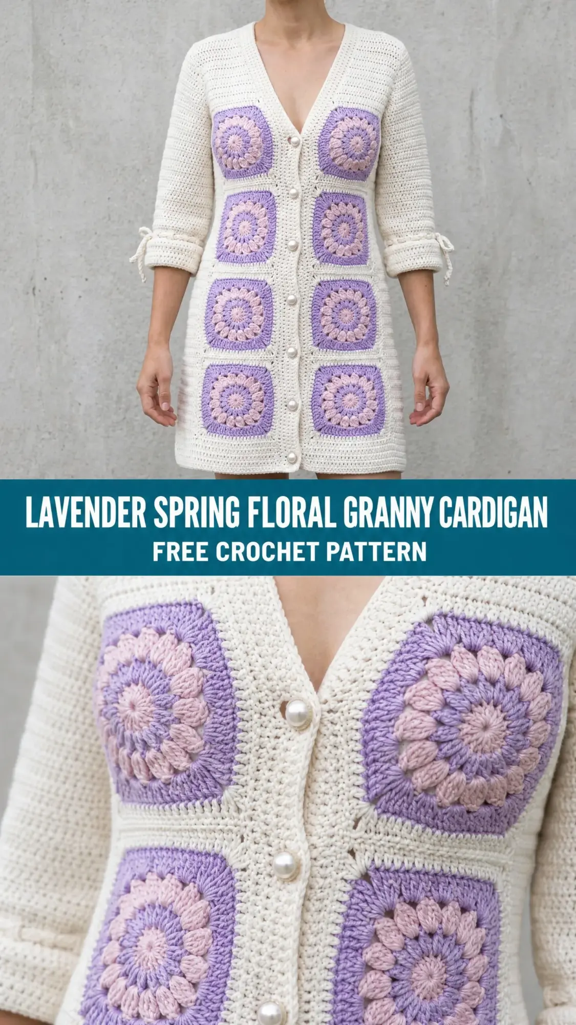 Lavender Spring Floral Granny Cardigan Free Crochet Pattern