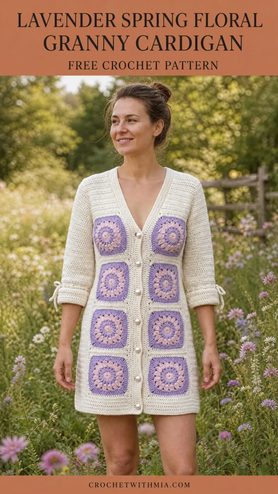 Lavender Spring Floral Granny Cardigan Free Crochet Pattern