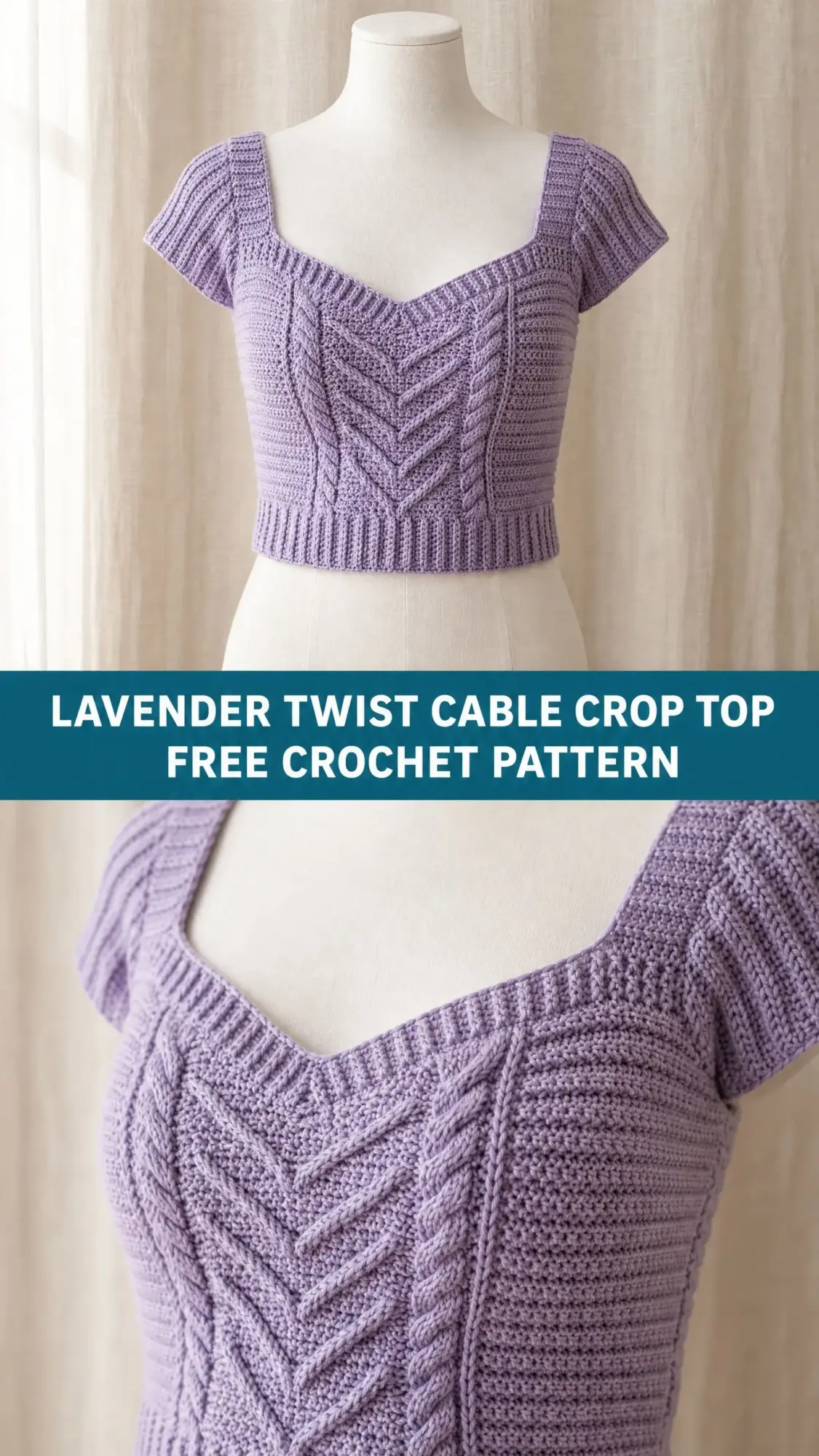 Lavender Twist Cable Crop Top Free Crochet Pattern
