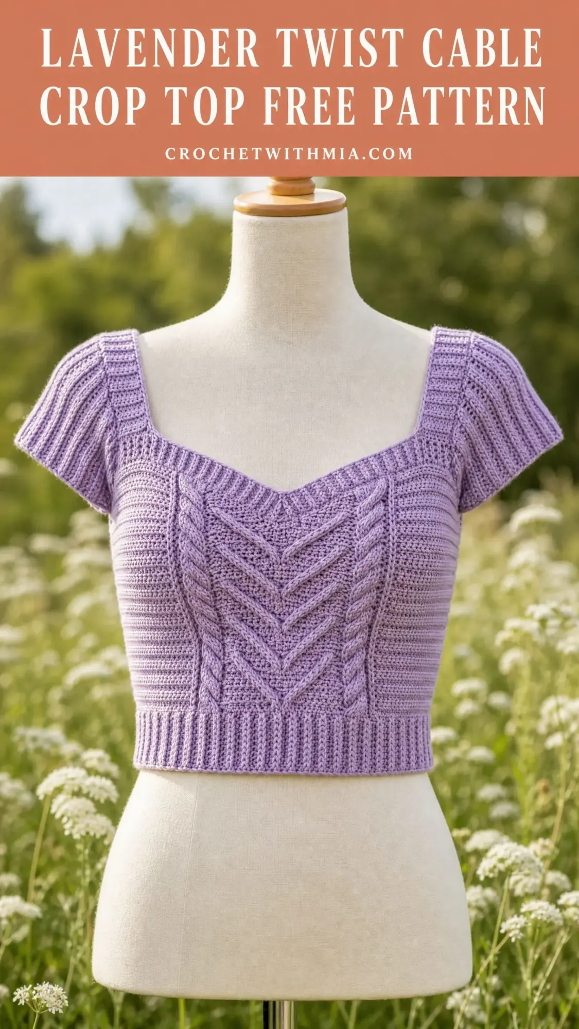 Lavender Twist Cable Crop Top Free Crochet Pattern
