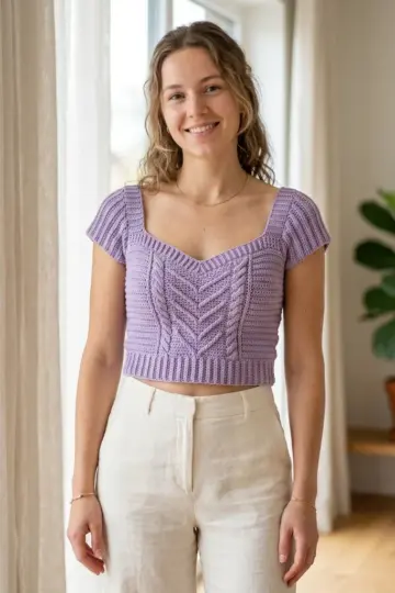 Lavender Twist Cable Crop Top Free Crochet Pattern