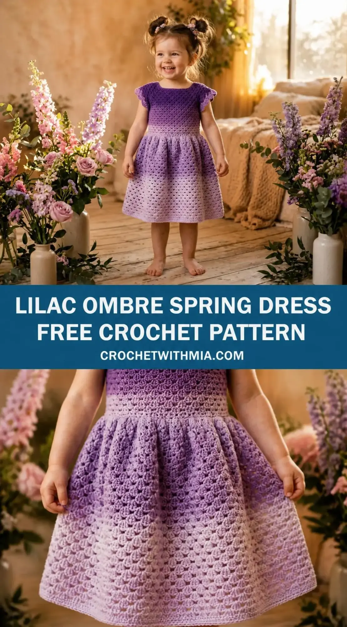 Lilac Ombre Spring Dress Free Crochet Pattern