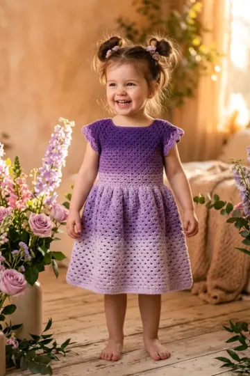 Lilac Ombre Spring Dress Free Crochet Pattern