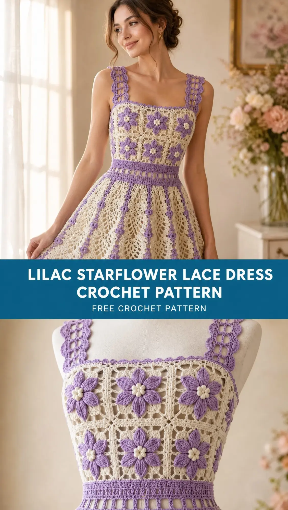 Lilac Starflower Lace Dress Crochet Pattern
