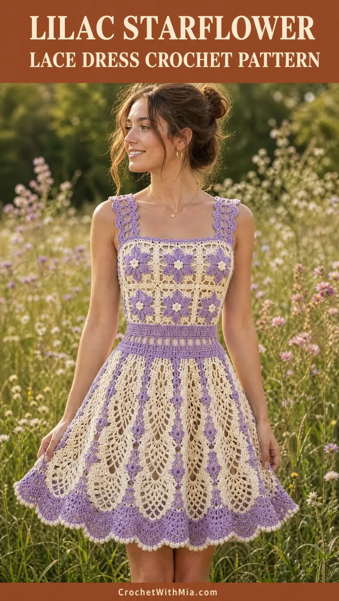 Lilac Starflower Lace Dress Crochet Pattern