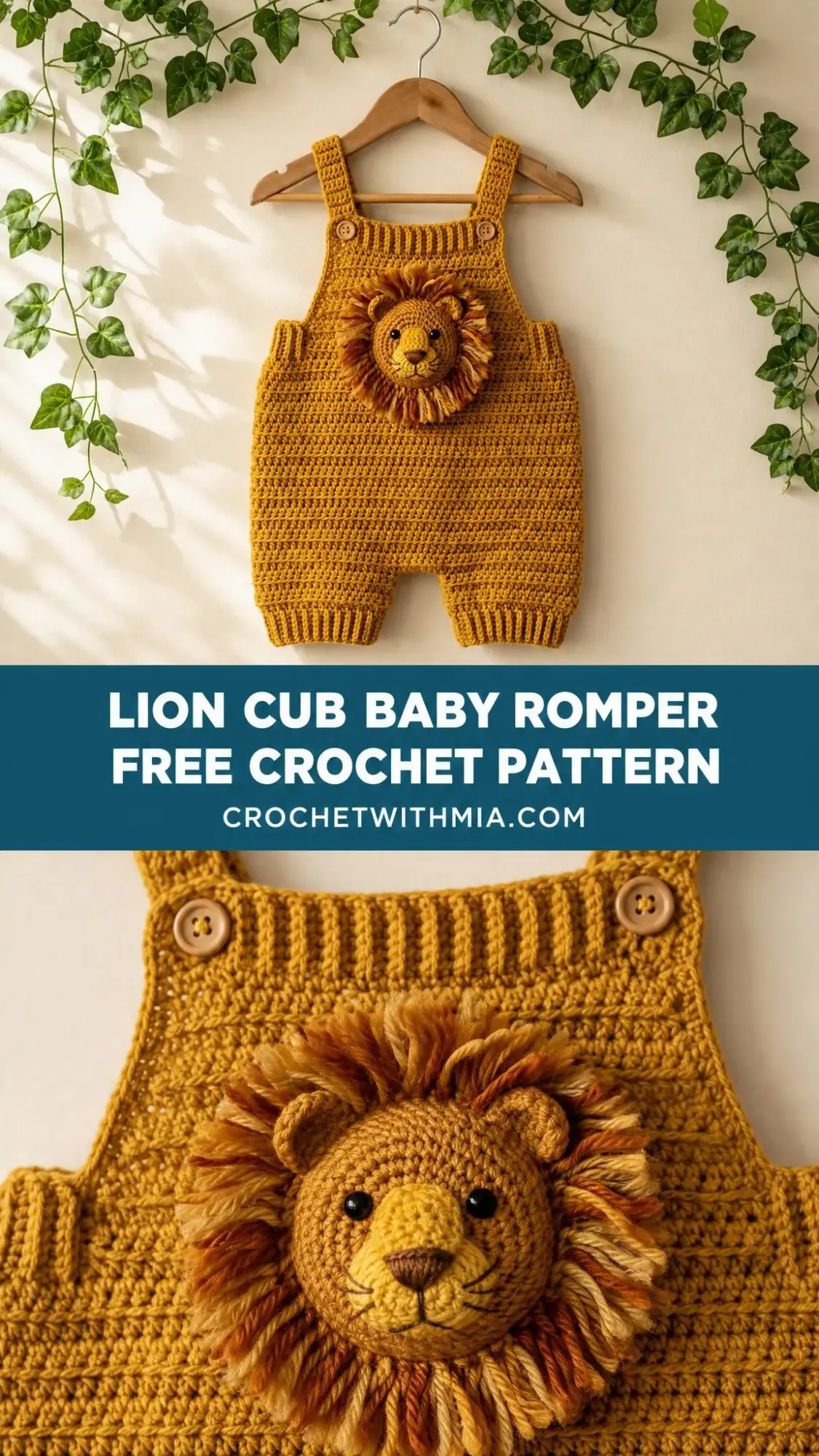 Lion Cub Baby Romper Free Crochet Pattern