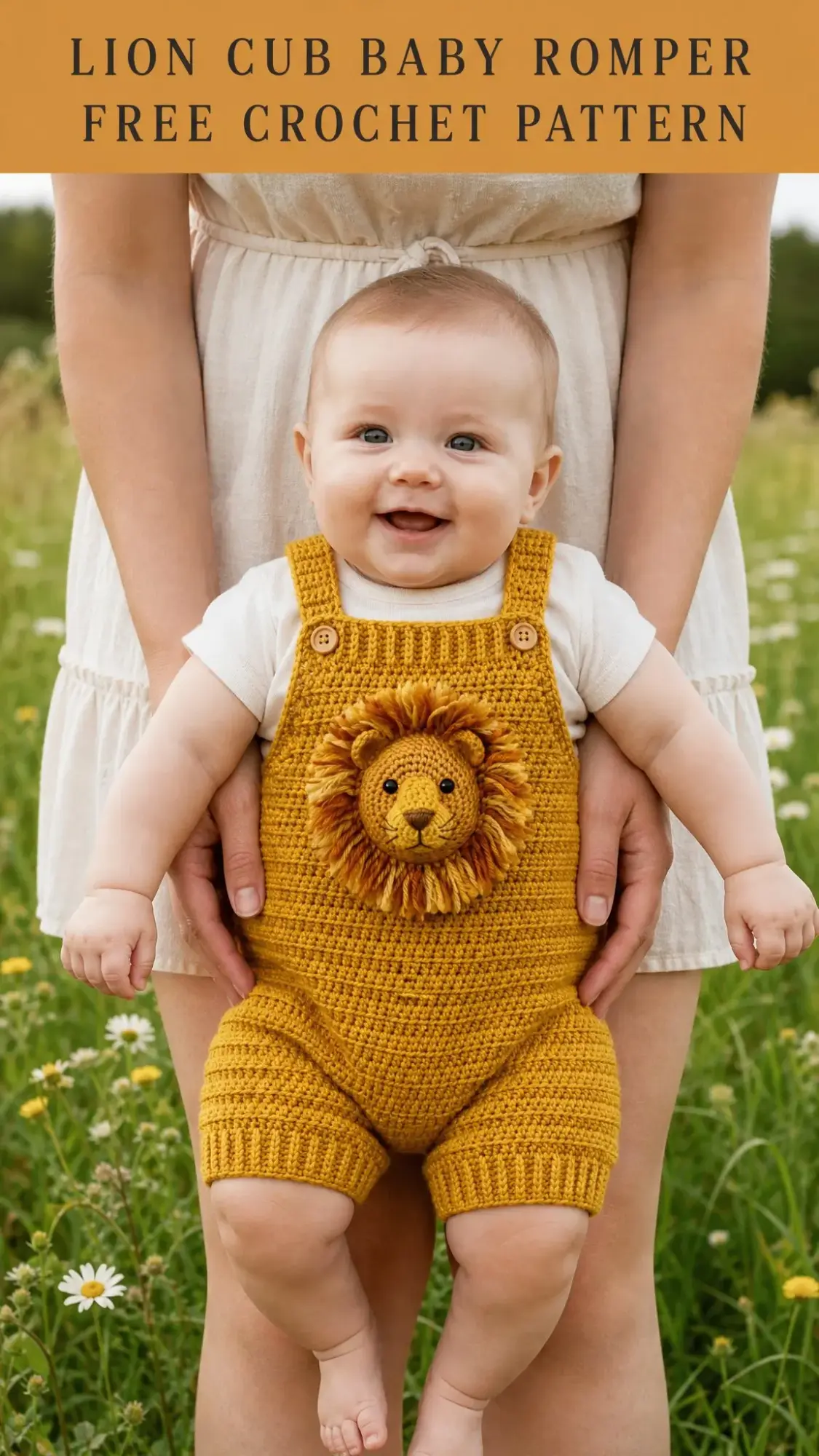 Lion Cub Baby Romper Free Crochet Pattern