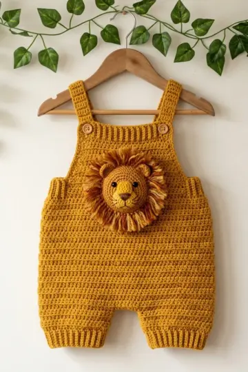 Lion Cub Baby Romper Free Crochet Pattern