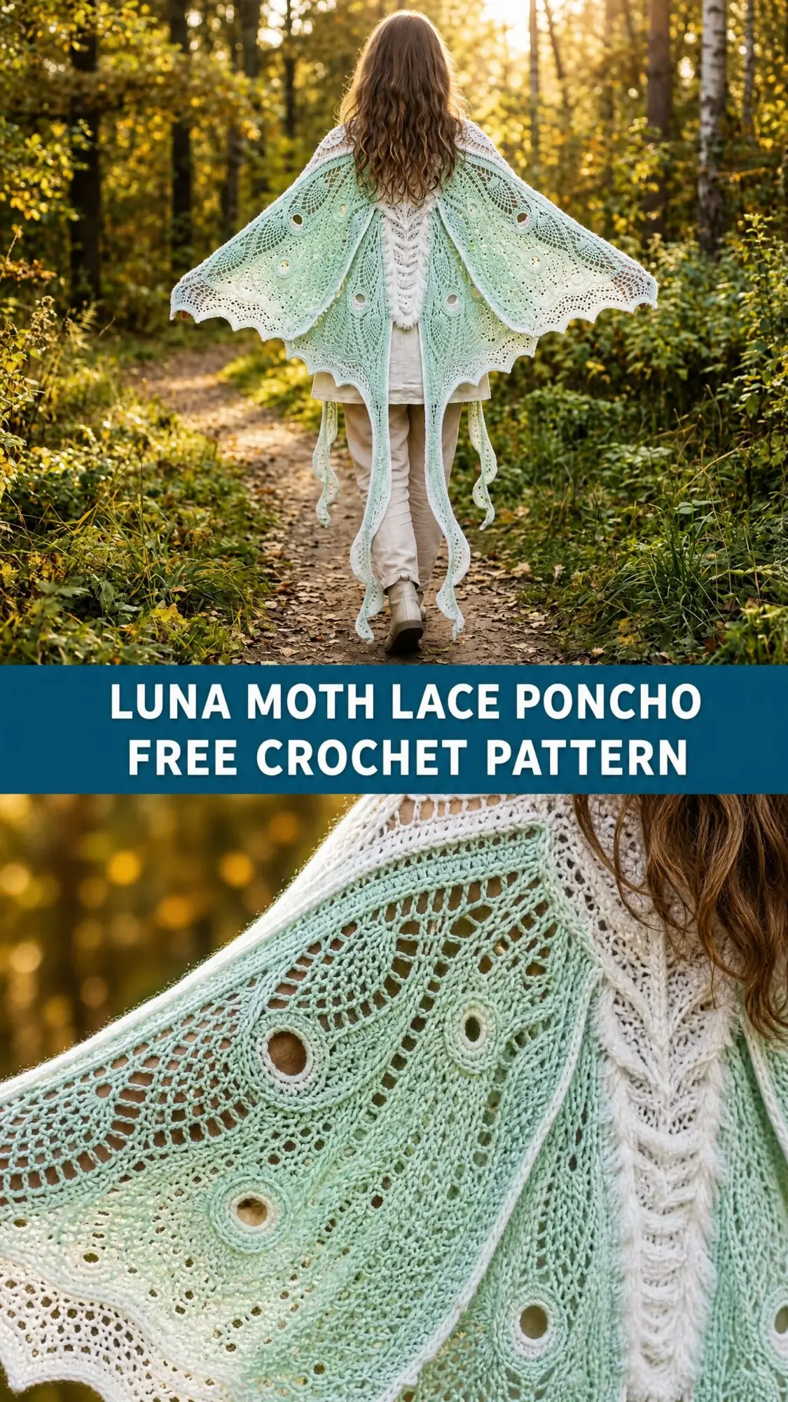 Luna Moth Lace Poncho Free Crochet Pattern