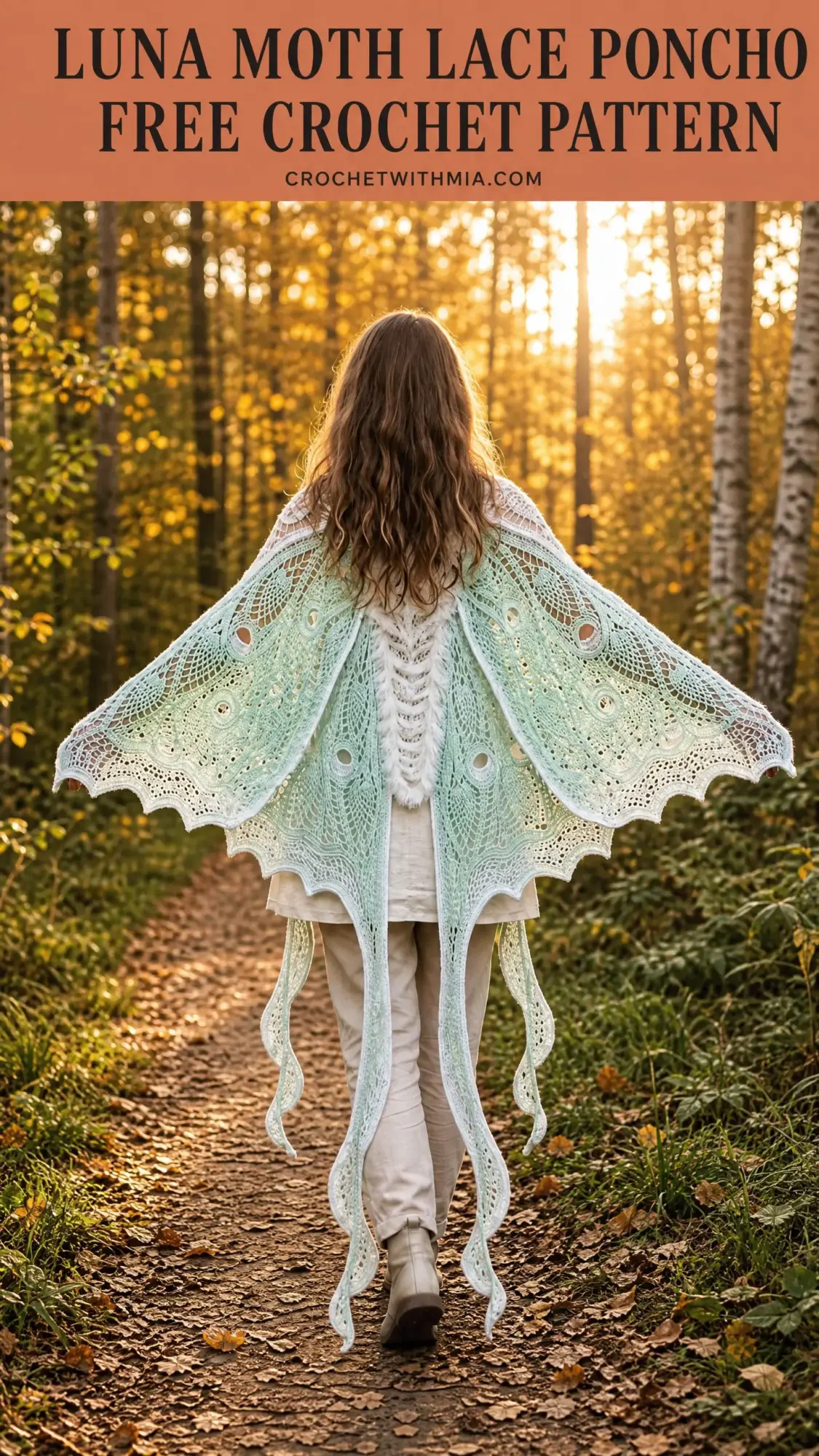 Luna Moth Lace Poncho Free Crochet Pattern