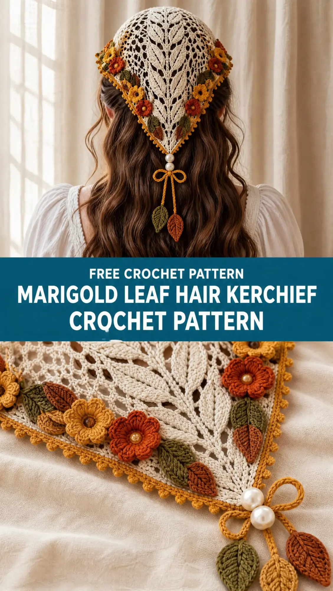 Marigold Leaf Hair Kerchief Crochet Pattern