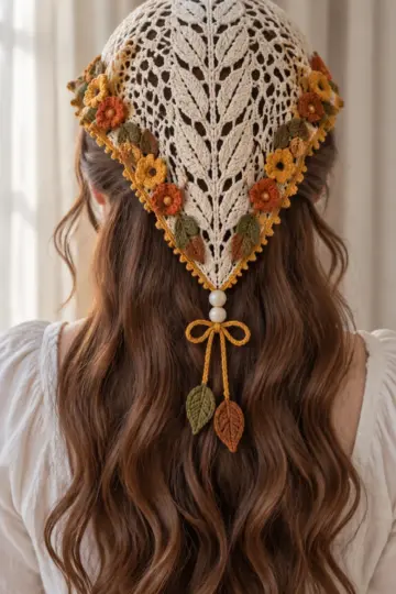 Marigold Leaf Hair Kerchief Crochet Pattern