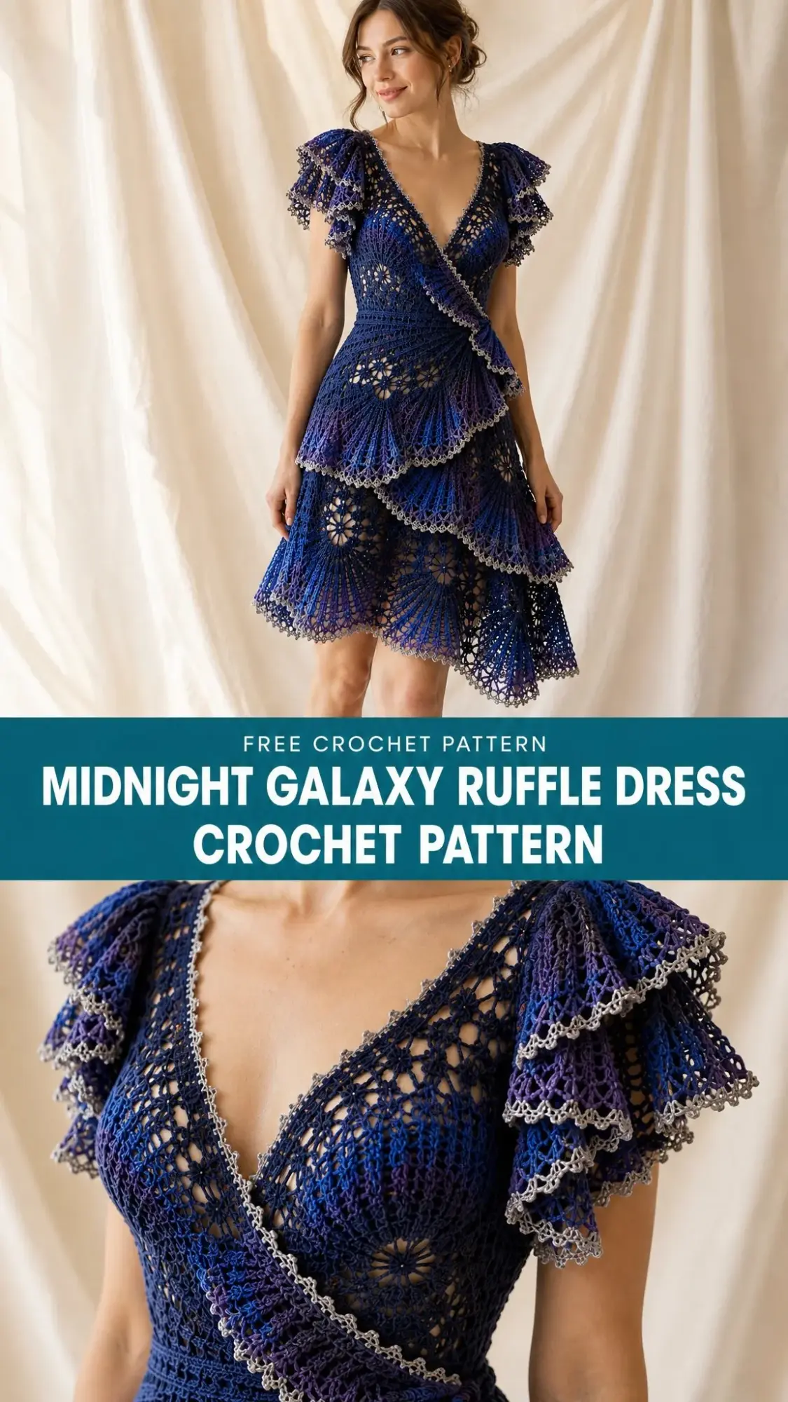 Midnight Galaxy Ruffle Dress Crochet Pattern